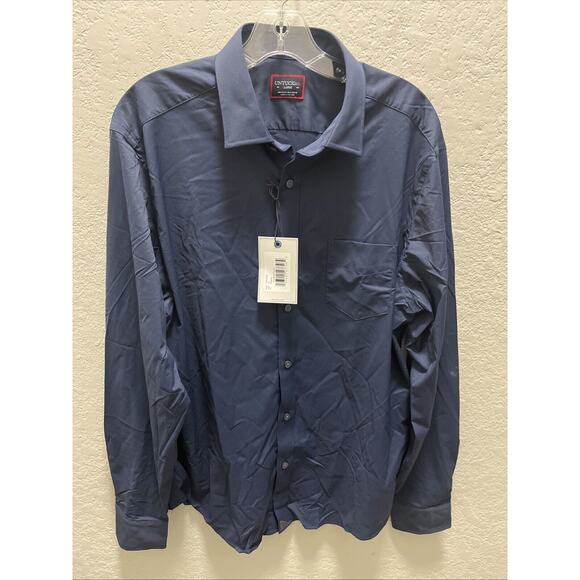 UNTUCKit Mens Blue Long Sleeve Button Dress Shirt Gironde Wrinkle Free Large Reg - Picture 1 of 8